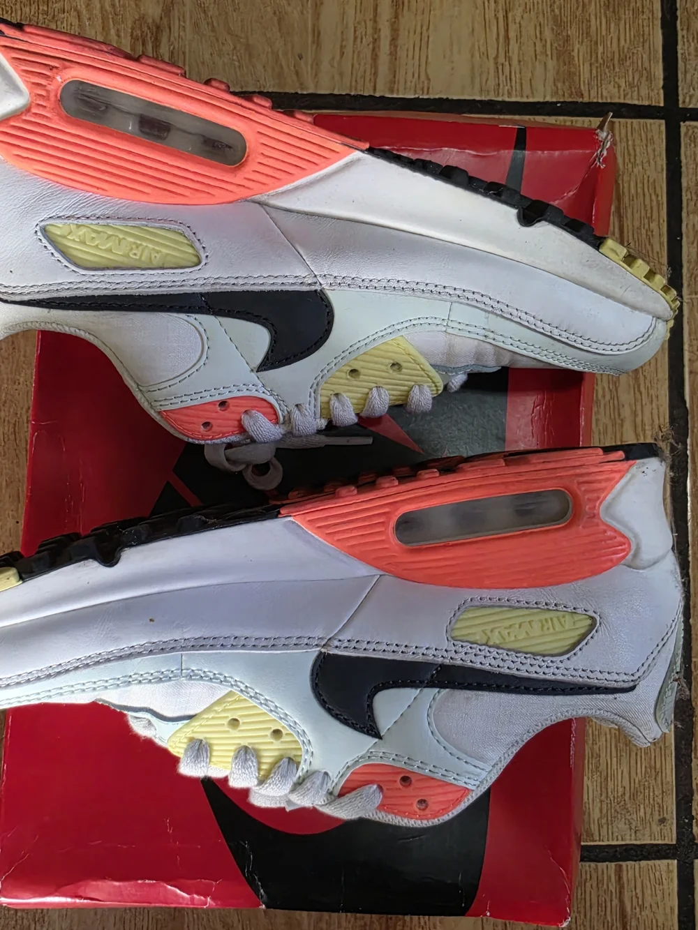 Nike Women's Air Sneakers in White with Yellow & Orange Accents 8.5